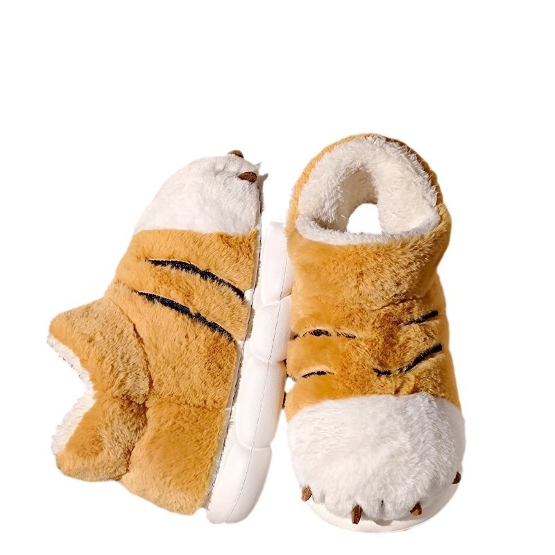 Tiigri küünisega puuvillased sussid meestele talveks soojad meeste siseruumidesse mõeldud armsad naiste libisemiskindlad Mao Mao kingad paaridele mõeldud puuvillased kingad