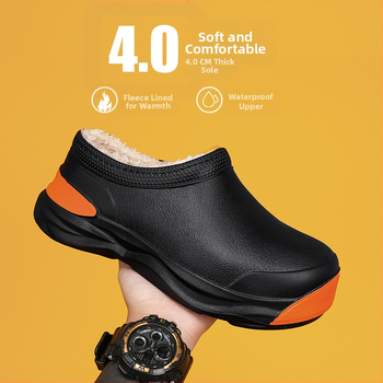 Ανδρικά και γυναικεία χειμερινά μποτάκια βροχής με επένδυση fleece, ζεστές, υπαίθριες, casual, μοντέρνες, χιονομπότες πλατφόρμας για ζευγάρια, ευέλικτα παπούτσια σεφ