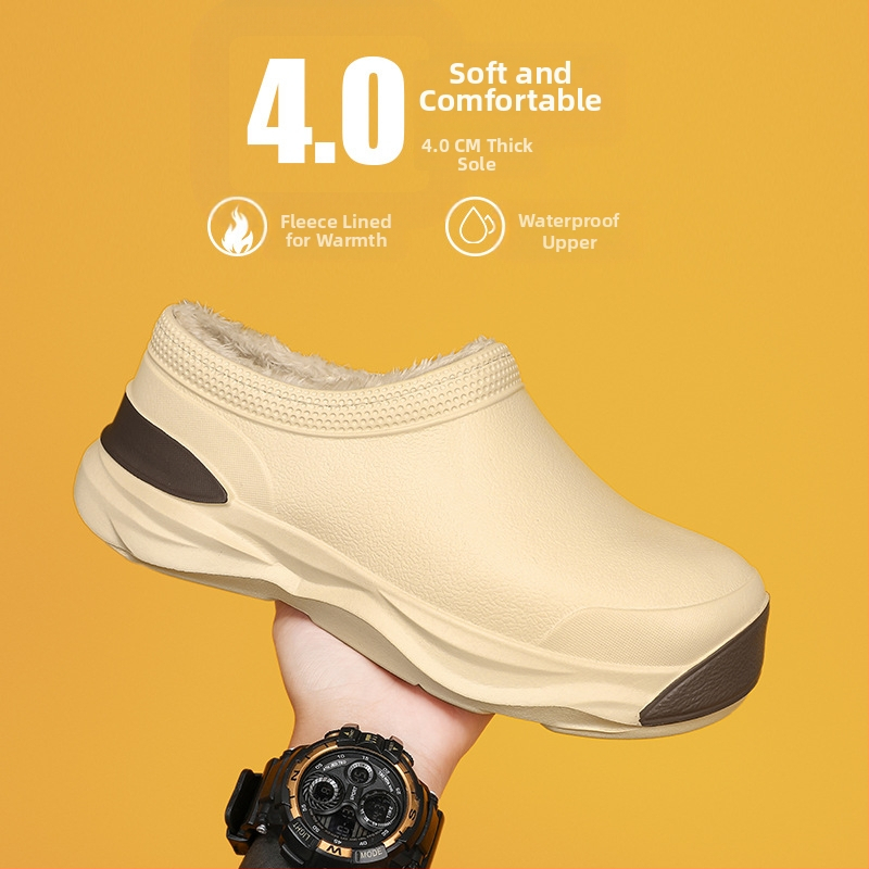 Pánske a dámske zimné nové teplé gumáky s flísovou podšívkou, outdoorové ležérne módne snehové čižmy na platforme, párové všestranné kuchárske topánky
