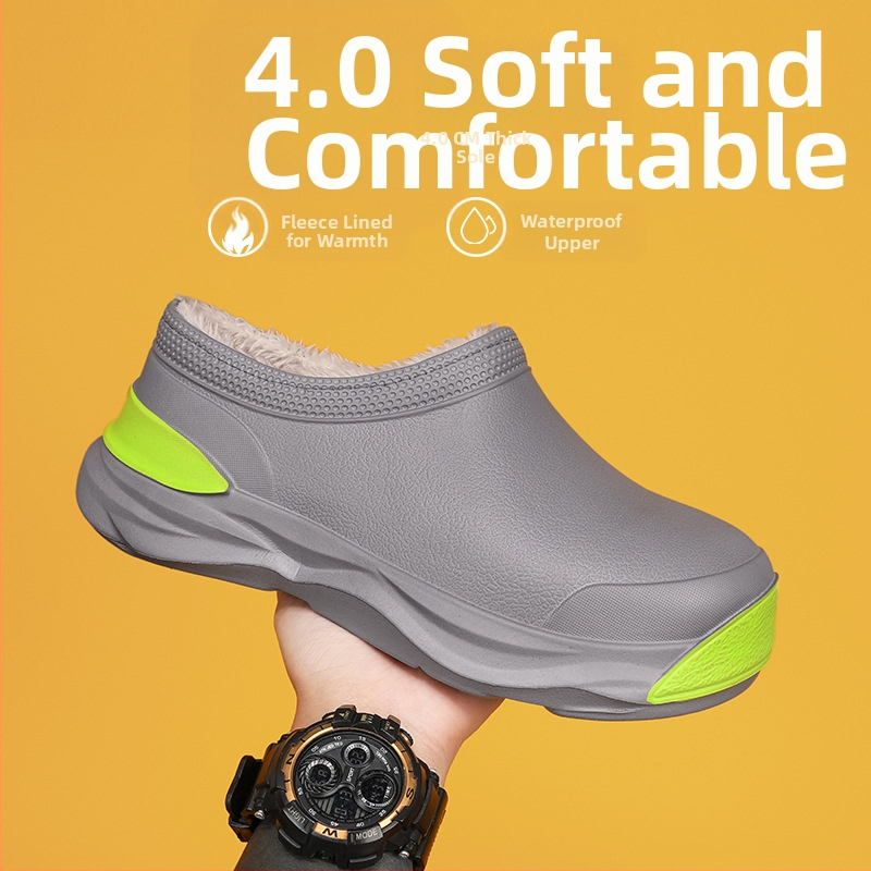 Pánske a dámske zimné nové teplé gumáky s flísovou podšívkou, outdoorové ležérne módne snehové čižmy na platforme, párové všestranné kuchárske topánky
