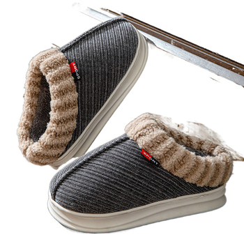 Βαμβακερές παντόφλες για άνδρες και γυναίκες, με επένδυση από φλις, χοντρά βαμβακερά παπούτσια, αντιολισθητικά, εσωτερική χρήση στο σπίτι, με μισό τακούνι, για μεσήλικες και ηλικιωμένους, βαμβακερές παντόφλες για τον χειμώνα