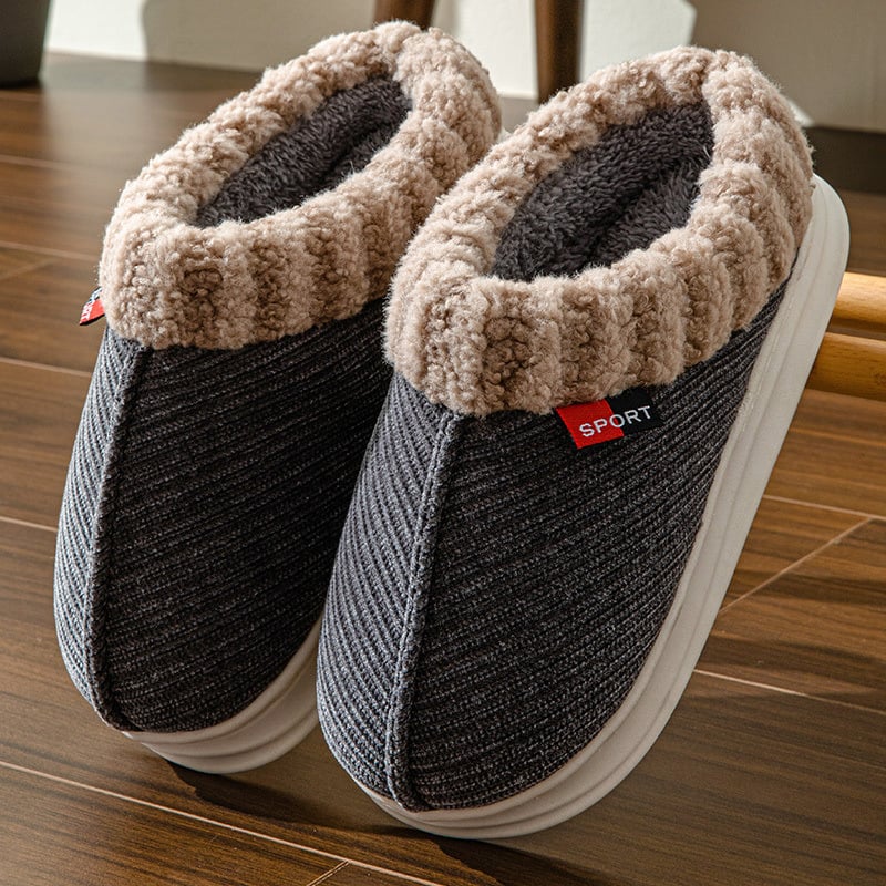 Papuci de bumbac pentru bărbați și femei, căptușiți cu fleece, pantofi groși din bumbac, antiderapanți, purtați acasă, cu jumătate de toc, papuci de bumbac pentru vârstă mijlocie și vârstnici, pentru iarnă