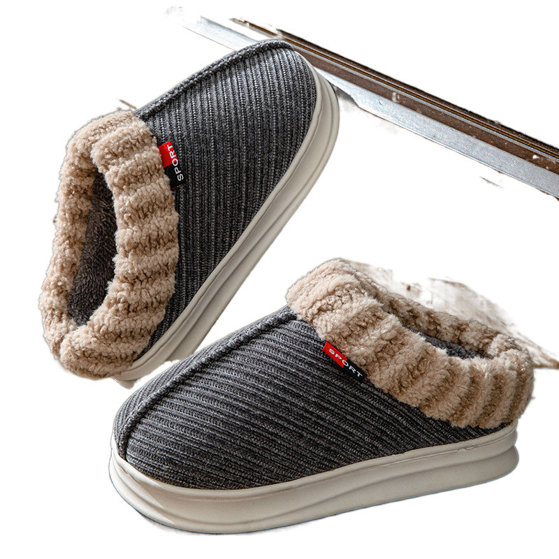 Medvilninės šlepetės, vyriški ir moteriški, su vilnos pamušalu, stori medvilniniai batai, neslystantys, tinkantys namams, puskulniai, vidutinio ir pagyvenusio amžiaus žmonėms, žiemai.