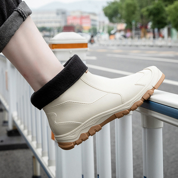 Μπότες Αδιάβροχης για Άνδρες, Ανθεκτικές στη Φθορά Μπότες Αδιάβροχης με Κοντό Σωλήνα, Αντιολισθητικά Παπούτσια για Πλύσιμο Αυτοκινήτου, Παπούτσια από Βελούδο από Λαστιχένιο, Μοντέρνες Αδιάβροχες Μπότες για Άνδρες με Πηχτό Σώμα