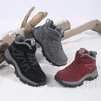 Pantofi de mers pentru bărbați, cu vârf rotund, din bumbac, căptușiți cu fleece, de toamnă și de iarnă, pentru vârstă mijlocie și vârstnici, pantofi de drumeție pentru femei, mărime mare, transfrontalieri, în stoc