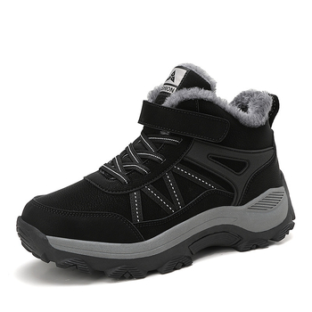 Φθινοπωρινά και χειμερινά παπούτσια πεζοπορίας με επένδυση φλις για μεσήλικες και ηλικιωμένους, ανδρικά χειμερινά παπούτσια με στρογγυλή μύτη από βαμβάκι, ζεστά βαμβακερά γυναικεία Crossborder plus size σε απόθεμα