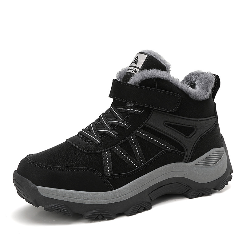 Pantofi de mers pentru bărbați, cu vârf rotund, din bumbac, căptușiți cu fleece, de toamnă și de iarnă, pentru vârstă mijlocie și vârstnici, pantofi de drumeție pentru femei, mărime mare, transfrontalieri, în stoc