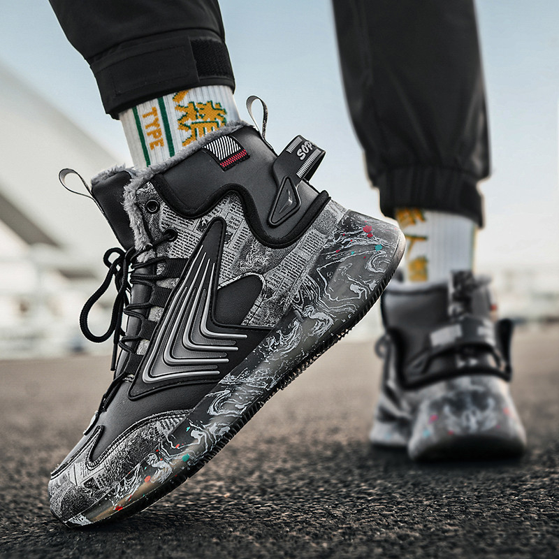 tossud piiriülesed pluss-suuruses graffitikujulised helendavad tudengitrennid kirdesuunas fliisvoodriga paksud kõrged suured puuvillased kingad