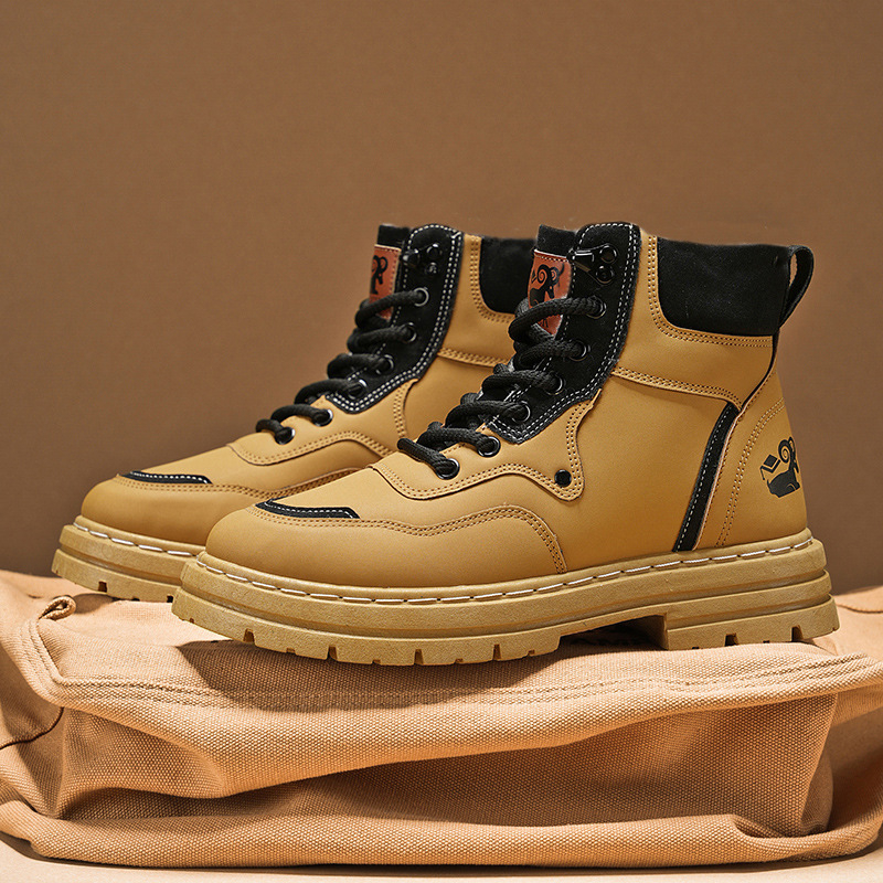 Vyriški batai su vilnos pamušalu, dideliems dydžiams, vyriški madingi britiški aukštakulniai Martino aulinukai, universalūs darbo ir lauko sportiniai batai.