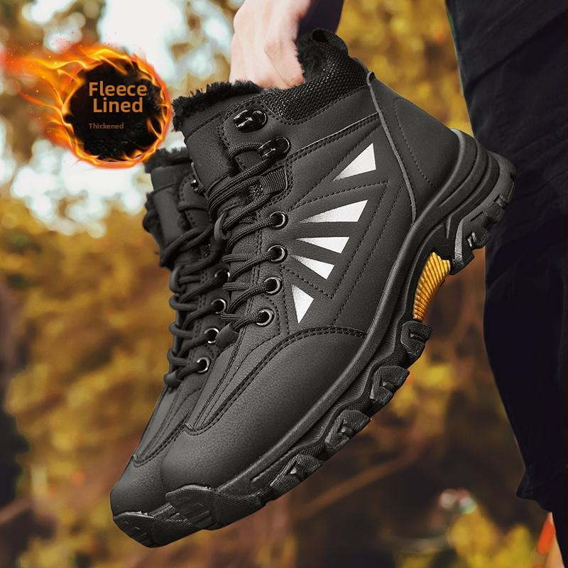 Pánske topánky Crossborder 24 s teplou flísovou podšívkou, vysoké, outdoorové horolezecké topánky s hrubou podrážkou, severovýchodné veľké bavlnené topánky, ležérne, protišmykové snehové topánky