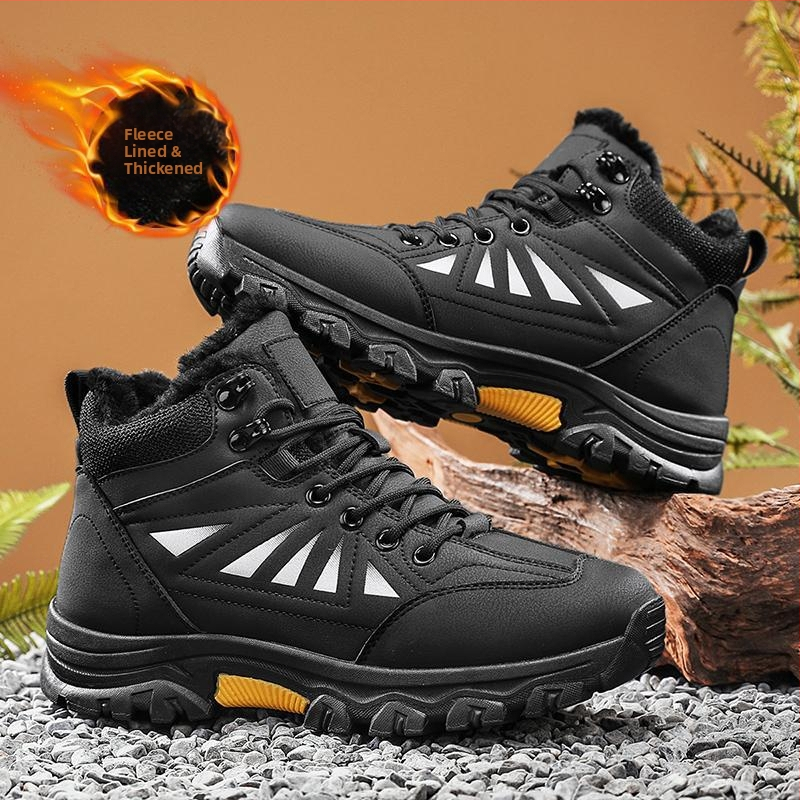 Pánske topánky Crossborder 24 s teplou flísovou podšívkou, vysoké, outdoorové horolezecké topánky s hrubou podrážkou, severovýchodné veľké bavlnené topánky, ležérne, protišmykové snehové topánky