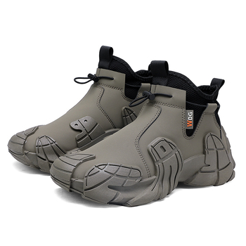 Őszi új, csúszásmentes kültéri alkalmi cipők, túracipők, bebújós, középmagas ujjú cipők, férfi koreai stílusú divatos cipők