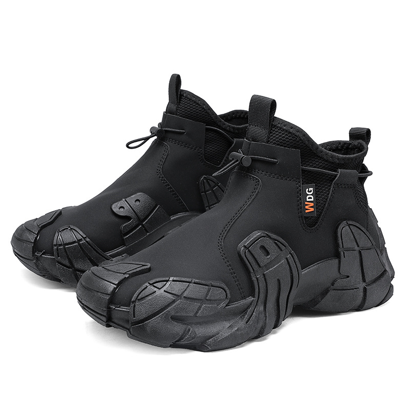 Őszi új, csúszásmentes kültéri alkalmi cipők, túracipők, bebújós, középmagas ujjú cipők, férfi koreai stílusú divatos cipők