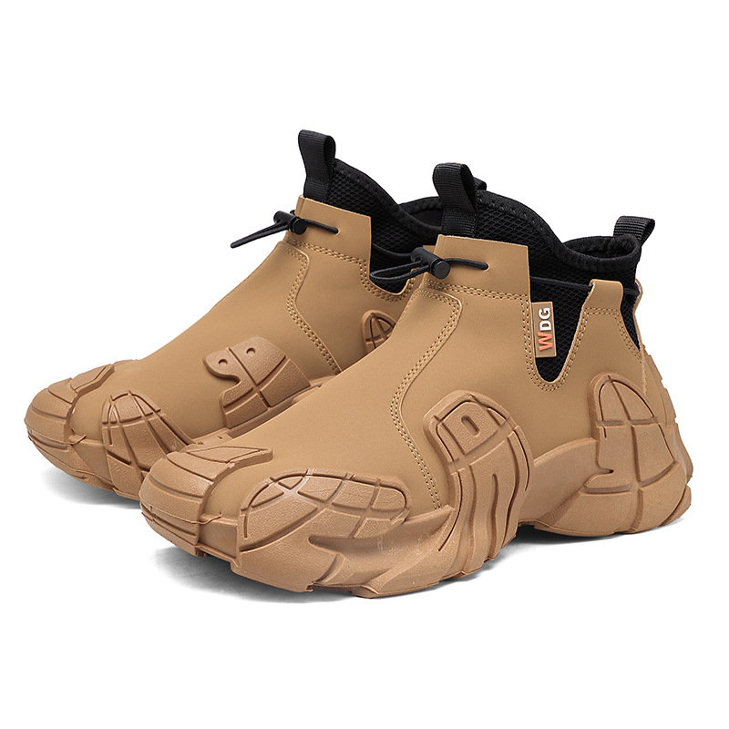 Őszi új, csúszásmentes kültéri alkalmi cipők, túracipők, bebújós, középmagas ujjú cipők, férfi koreai stílusú divatos cipők