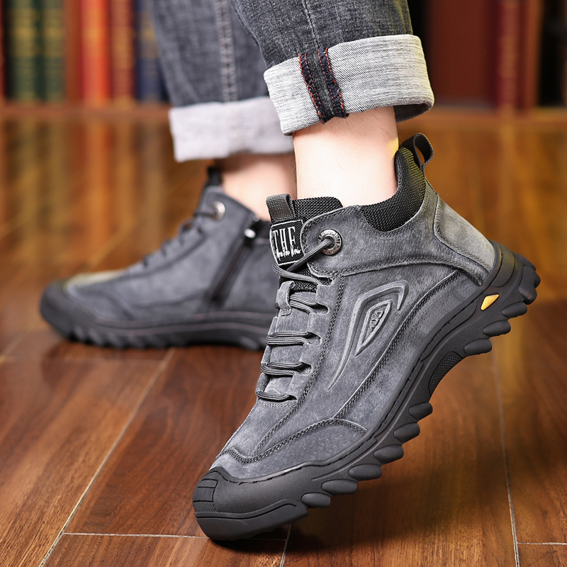 Pánske bavlnené topánky, protišmykové snehové topánky z hovädzej kože s kožušinou a integrovanou kožušinou, vlnené bavlnené kožené topánky, vysoké topánky pre stredného a staršieho otca