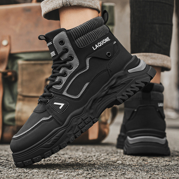 Ανδρικά Παπούτσια Φθινόπωρο Χειμώνας 2024 Νέο Στυλ με Χοντρές Σόλες, Όμορφες Μπότες Εργασίας για Υπαίθριες Δραστηριότητες, Ανδρικές Μπότες μεσαίου Κομματιού, Αύξηση Ύψους, Casual, Μεγάλες Κίτρινες Μπότες