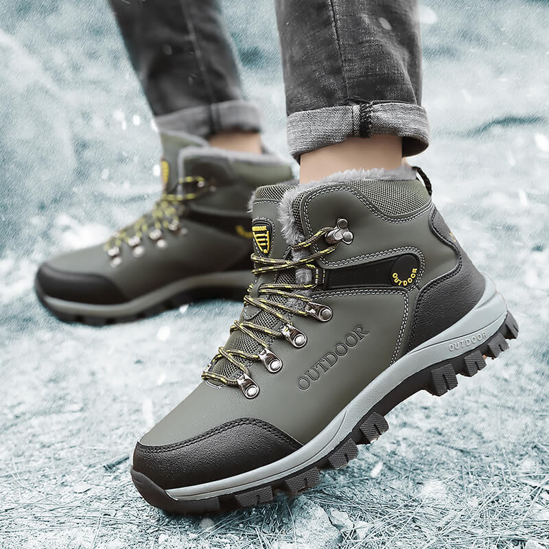 Pantofi de drumeție pentru bărbați, pantofi de exterior impermeabili, antiderapanți, pantofi de drumeție, pantofi de călătorie, pantofi călduroși cu căptușeală din fleece din bumbac, pantofi înalți, cizme de zăpadă