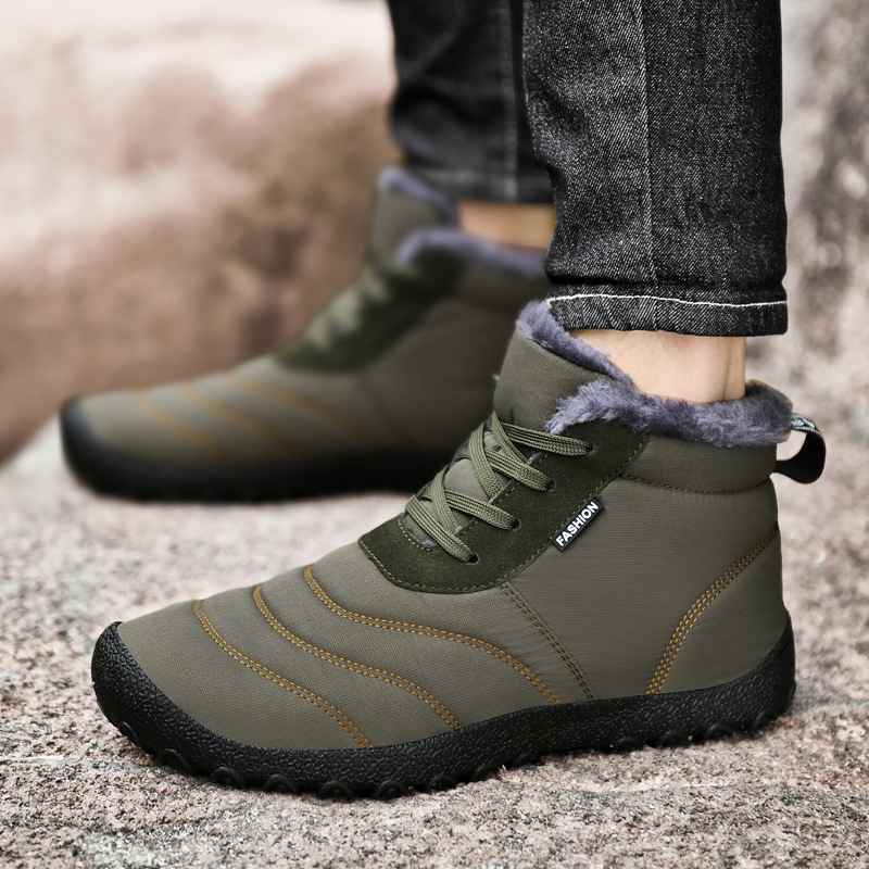 „Amazon“ rudens ir žiemos karštai parduodami vyriški aksominiai medvilniniai šilti sniego batai, laisvalaikio, aukštakulniai, suvarstomi, medvilniniu paminkštinimu.