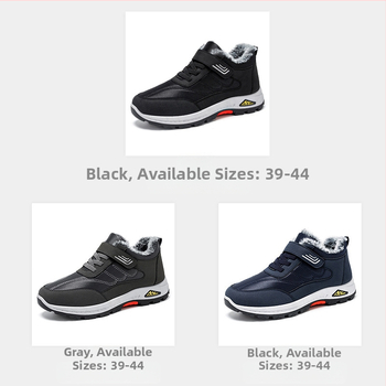 Βαμβακερά παπούτσια Χειμερινά παπούτσια πεζοπορίας με επένδυση fleece Νέα άφιξη Ζεστά ανδρικά παπούτσια μέσης και τρίτης ηλικίας Μπότες χιονιού με χοντρό ύφασμα Ανδρικές μπότες από βαμβάκι με βέλκρο