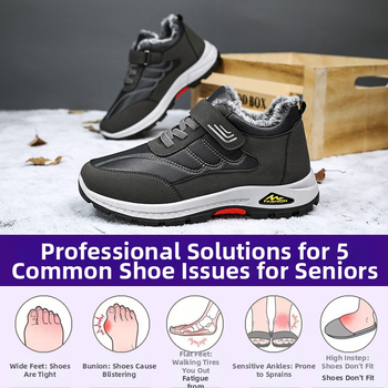 Βαμβακερά παπούτσια Χειμερινά παπούτσια πεζοπορίας με επένδυση fleece Νέα άφιξη Ζεστά ανδρικά παπούτσια μέσης και τρίτης ηλικίας Μπότες χιονιού με χοντρό ύφασμα Ανδρικές μπότες από βαμβάκι με βέλκρο