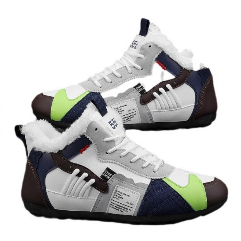 Pantofi sport bărbați căptușiți cu fleece, pantofi sport de iarnă, rezistenți la frig, cu căptușeală din fleece, pantofi de sport înalți, din bumbac, pentru nord-est, cu două pedale, pentru zăpadă, Xu Heng, 6 sezoane