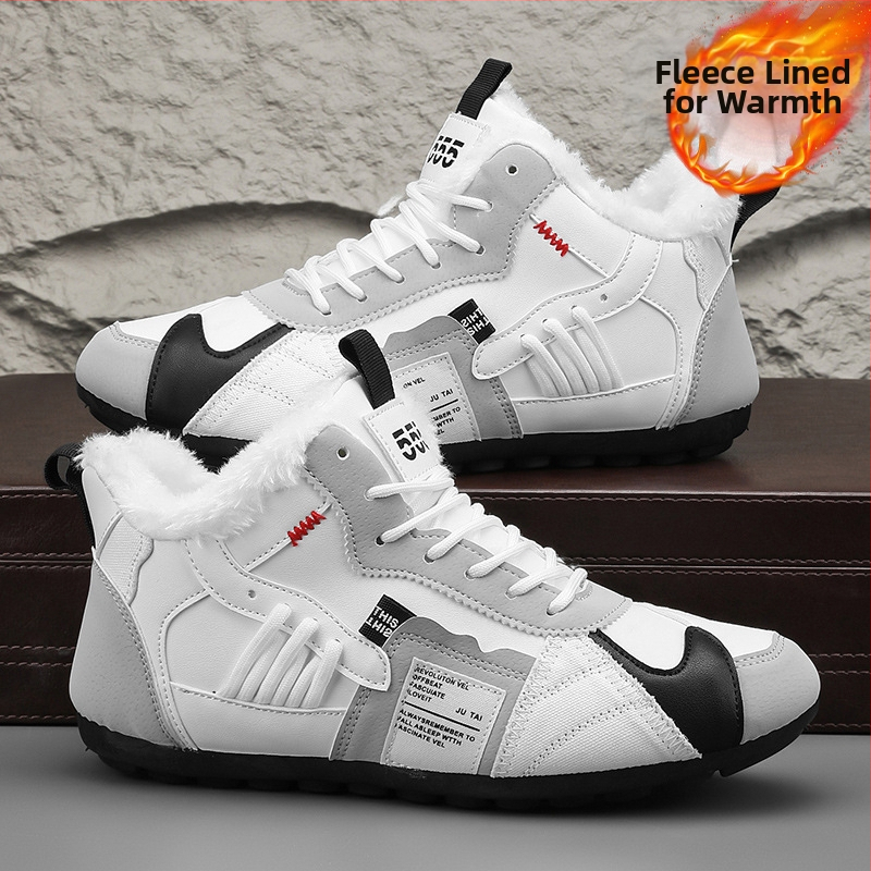 Pantofi sport bărbați căptușiți cu fleece, pantofi sport de iarnă, rezistenți la frig, cu căptușeală din fleece, pantofi de sport înalți, din bumbac, pentru nord-est, cu două pedale, pentru zăpadă, Xu Heng, 6 sezoane
