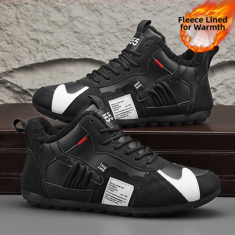 Pantofi sport bărbați căptușiți cu fleece, pantofi sport de iarnă, rezistenți la frig, cu căptușeală din fleece, pantofi de sport înalți, din bumbac, pentru nord-est, cu două pedale, pentru zăpadă, Xu Heng, 6 sezoane