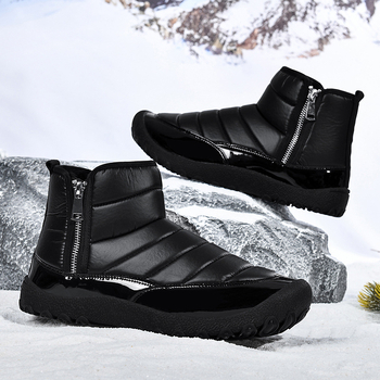 Νέες μπότες χιονιού για άνδρες με ψηλό τακούνι και επένδυση φλις, ζεστές χειμερινές μπότες για υπαίθριες δραστηριότητες, μπότες Northeast Big Cotton Shoes για άνδρες