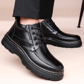 Pánske topánky Cross-Border 2025 Zimné nové štýlové zamatové zahustené teplé vysoké bavlnené topánky pre otcov stredného a staršieho veku, protišmykové topánky