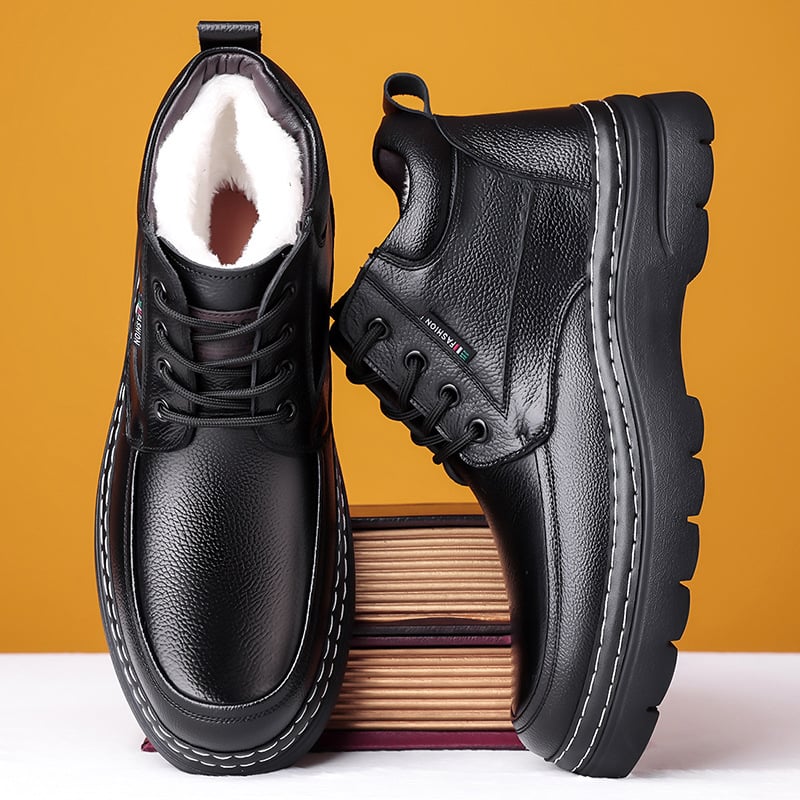 Pánske topánky Cross-Border 2025 Zimné nové štýlové zamatové zahustené teplé vysoké bavlnené topánky pre otcov stredného a staršieho veku, protišmykové topánky