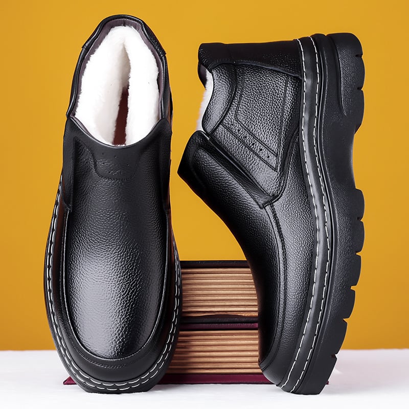 Pánske topánky Cross-Border 2025 Zimné nové štýlové zamatové zahustené teplé vysoké bavlnené topánky pre otcov stredného a staršieho veku, protišmykové topánky