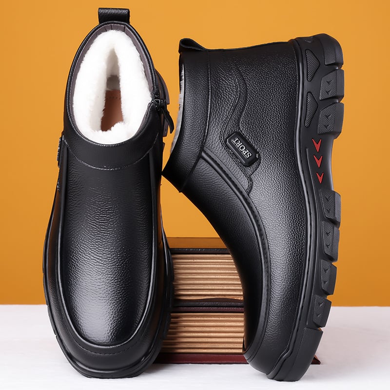 Pánske topánky Cross-Border 2025 Zimné nové štýlové zamatové zahustené teplé vysoké bavlnené topánky pre otcov stredného a staršieho veku, protišmykové topánky