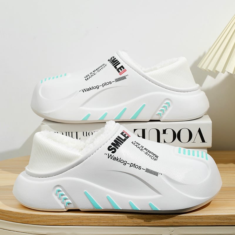 Pantofi de iarnă din bumbac pentru cupluri, cu alunecare pe jumătate, îngroșați, cu fund moale, căptușiți cu fleece, caldi, din bumbac, pentru casă, papuci de bumbac Moon pentru femei