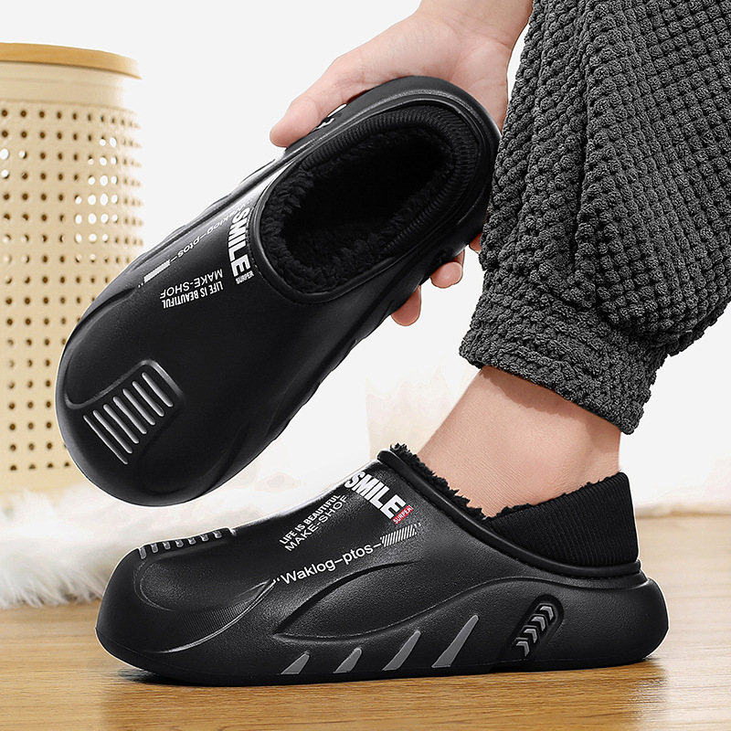 Pantofi de iarnă din bumbac pentru cupluri, cu alunecare pe jumătate, îngroșați, cu fund moale, căptușiți cu fleece, caldi, din bumbac, pentru casă, papuci de bumbac Moon pentru femei