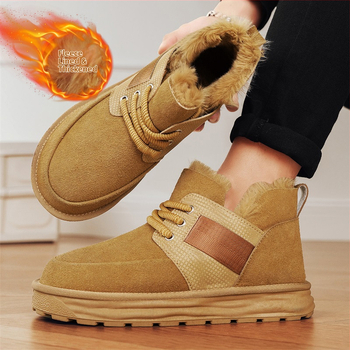 Διασυνοριακές μεγάλες βαμβακερές μπότες χιονιού βορειοανατολικά ανδρών 2025 νέα χειμερινά βαμβακερά παπούτσια με επένδυση από φλις, ζεστές βαμβακερές μπότες χονδρικής