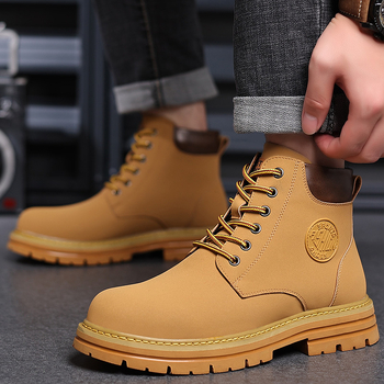 Μπότες Martin ανδρικές χειμερινές, ζεστές, βαμβακερές μπότες με επένδυση από φλις, ανδρικές vintage μπότες μοτοσικλέτας bumblebee, αντιολισθητικές για το χιόνι