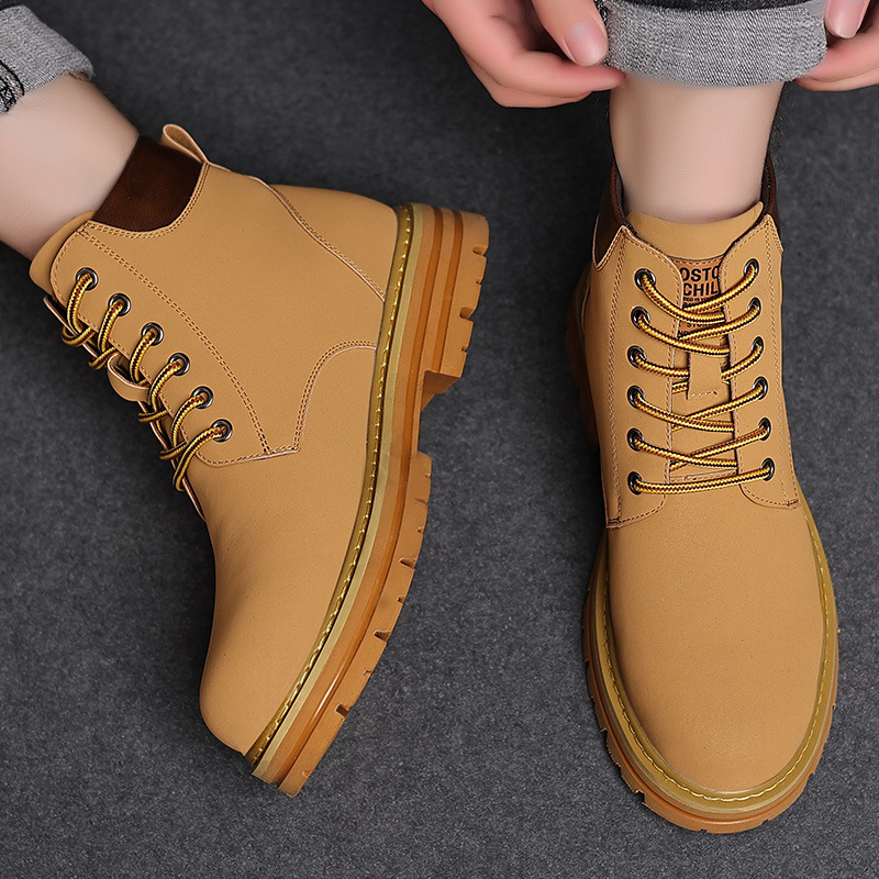 Martino stiliaus žieminiai batai, šilti, aukšti, medvilniniai, su vilnos pamušalu, vyriški motociklo batai, neslystantys, patogūs naudoti, sniego batai.