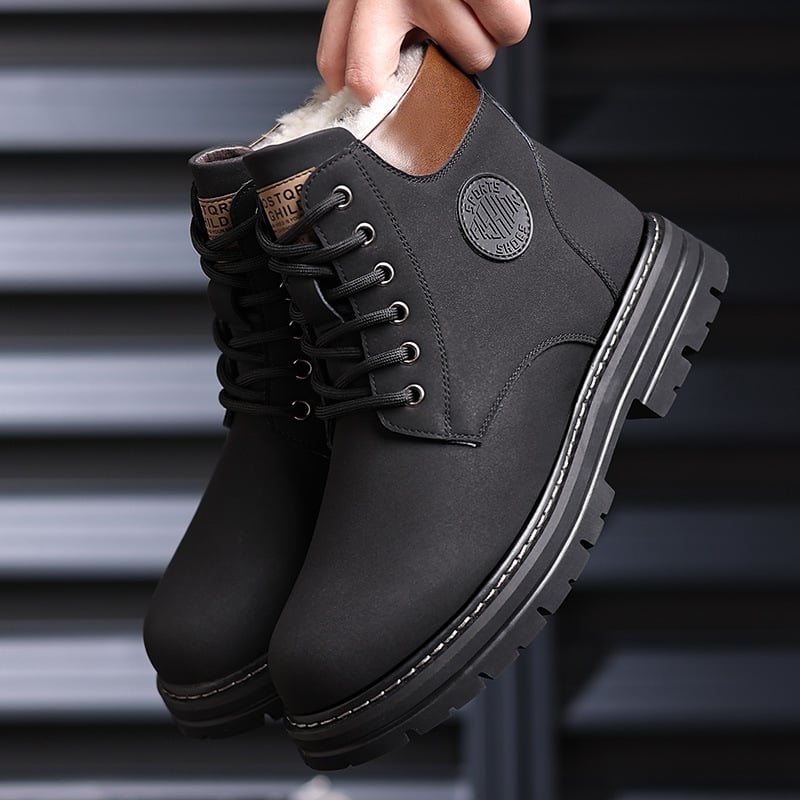 Martino stiliaus žieminiai batai, šilti, aukšti, medvilniniai, su vilnos pamušalu, vyriški motociklo batai, neslystantys, patogūs naudoti, sniego batai.