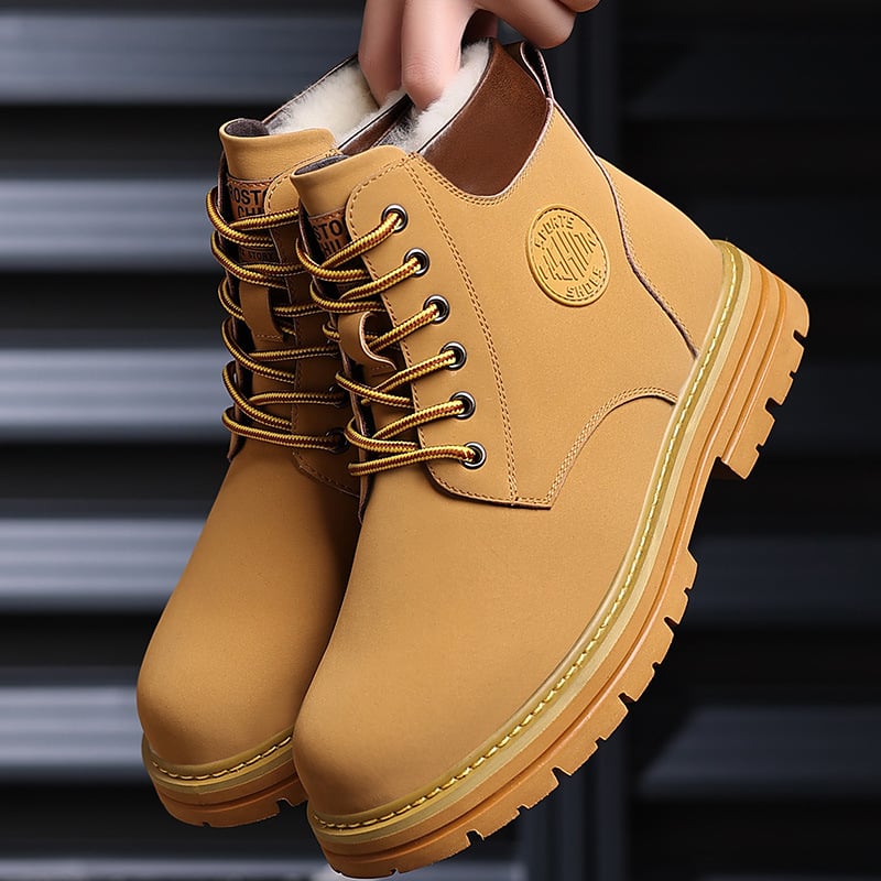 Martino stiliaus žieminiai batai, šilti, aukšti, medvilniniai, su vilnos pamušalu, vyriški motociklo batai, neslystantys, patogūs naudoti, sniego batai.