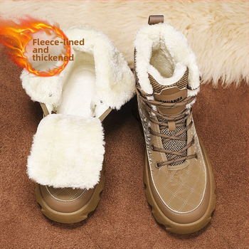 Χειμερινά ζεστά παπούτσια από βαμβάκι με επένδυση από φλις, ζεστά, ανδρικά παπούτσια εξωτερικού χώρου με χοντρή σόλα, μεσαίου μεγέθους, Martins, μοντέρνα Tooling Xu Heng 5 εποχών