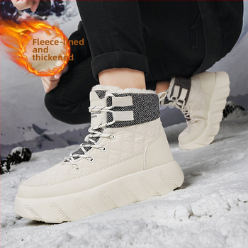 Χειμερινά ζεστά παπούτσια από βαμβάκι με επένδυση από φλις, ζεστά, ανδρικά παπούτσια εξωτερικού χώρου με χοντρή σόλα, μεσαίου μεγέθους, Martins, μοντέρνα Tooling Xu Heng 5 εποχών