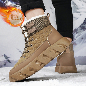 Χειμερινά ζεστά παπούτσια από βαμβάκι με επένδυση από φλις, ζεστά, ανδρικά παπούτσια εξωτερικού χώρου με χοντρή σόλα, μεσαίου μεγέθους, Martins, μοντέρνα Tooling Xu Heng 5 εποχών