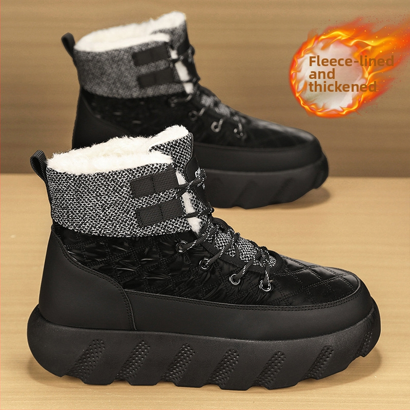 Χειμερινά ζεστά παπούτσια από βαμβάκι με επένδυση από φλις, ζεστά, ανδρικά παπούτσια εξωτερικού χώρου με χοντρή σόλα, μεσαίου μεγέθους, Martins, μοντέρνα Tooling Xu Heng 5 εποχών