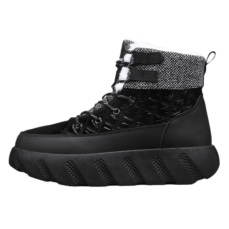 Χειμερινά ζεστά παπούτσια από βαμβάκι με επένδυση από φλις, ζεστά, ανδρικά παπούτσια εξωτερικού χώρου με χοντρή σόλα, μεσαίου μεγέθους, Martins, μοντέρνα Tooling Xu Heng 5 εποχών