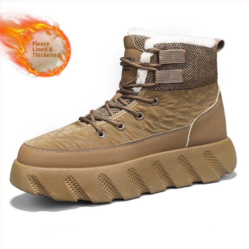 Χειμερινά ζεστά παπούτσια από βαμβάκι με επένδυση από φλις, ζεστά, ανδρικά παπούτσια εξωτερικού χώρου με χοντρή σόλα, μεσαίου μεγέθους, Martins, μοντέρνα Tooling Xu Heng 5 εποχών