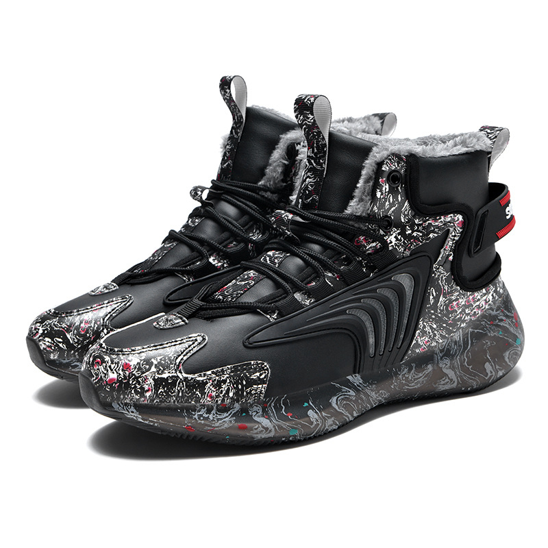 Pánske zimné športové topánky 2021, módne topánky, britské vysoké topánky, zamatové teplé bavlnené topánky, ležérne študentské snehové topánky pre mužov