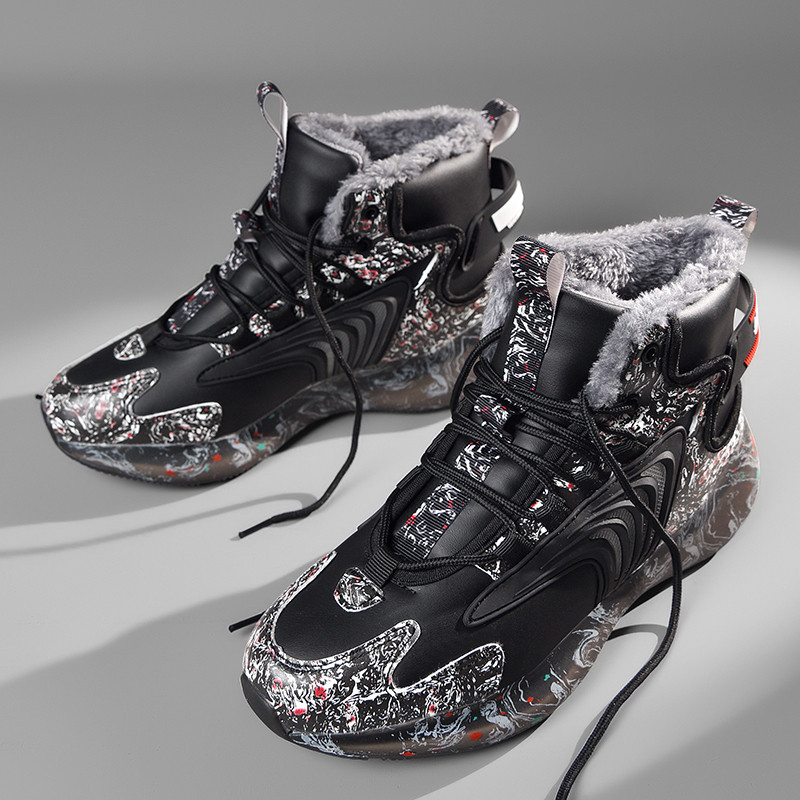 Pánske zimné športové topánky 2021, módne topánky, britské vysoké topánky, zamatové teplé bavlnené topánky, ležérne študentské snehové topánky pre mužov
