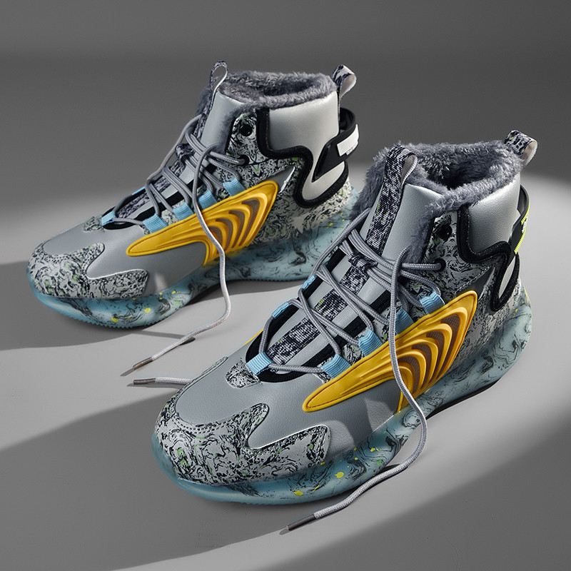 Pánske zimné športové topánky 2021, módne topánky, britské vysoké topánky, zamatové teplé bavlnené topánky, ležérne študentské snehové topánky pre mužov