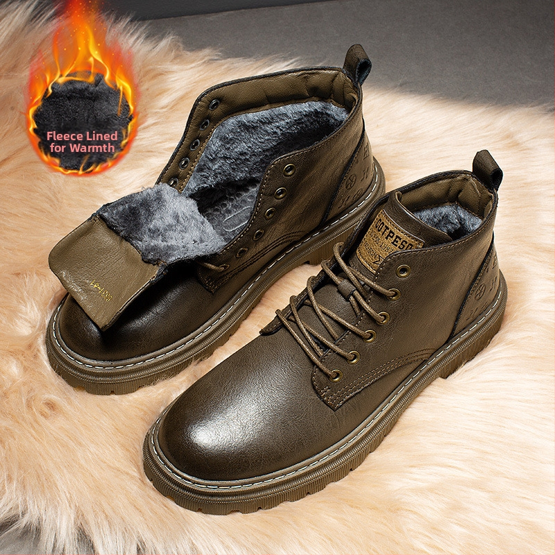 Ανδρικά δερμάτινα παπούτσια Martin Boots, φθινοπωρινά και χειμερινά, βρετανικού στιλ, casual δερμάτινα, γνήσια δερμάτινα, υπαίθρια, ρετρό, αδιάβροχα, μπότες εργαλείων