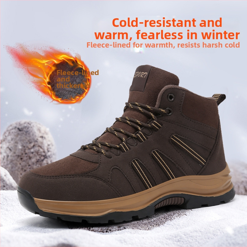 Cizme de zăpadă casual cu căptușeală din fleece, îngroșate, de top înalt, pentru cupluri, drumeții în aer liber, antiderapante, mărime plus